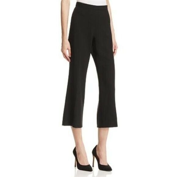 Theory Pants - Theory Laleenka B Admiral Crepe Cropped Pants Wide Leg Stretch Trousers Black 4
